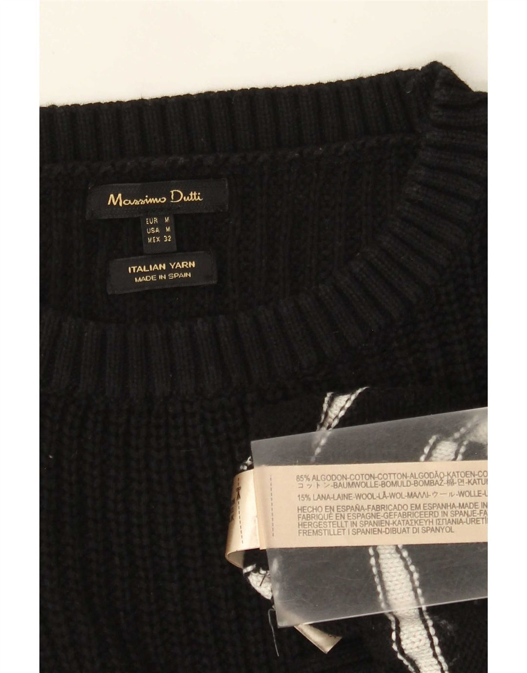 Massimo Dutti Maglione da donna con scollo a barchetta UK 14 medio a righe nere