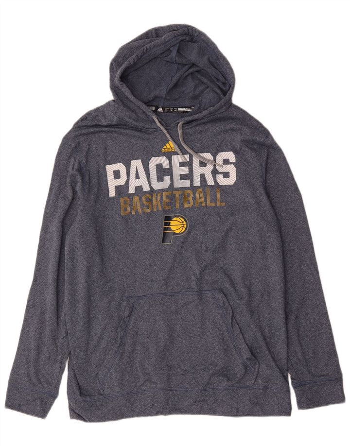 Felpa con cappuccio grafica Adidas Packers da uomo, grande, in poliestere blu