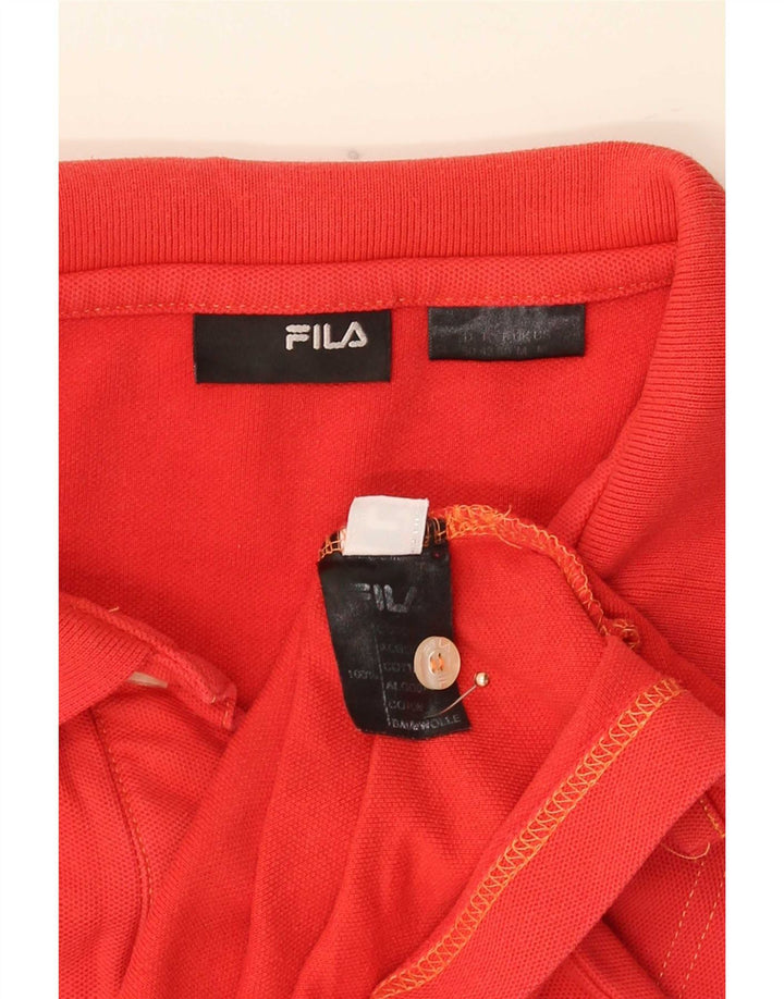 Polo da uomo Fila in cotone rosso medio
