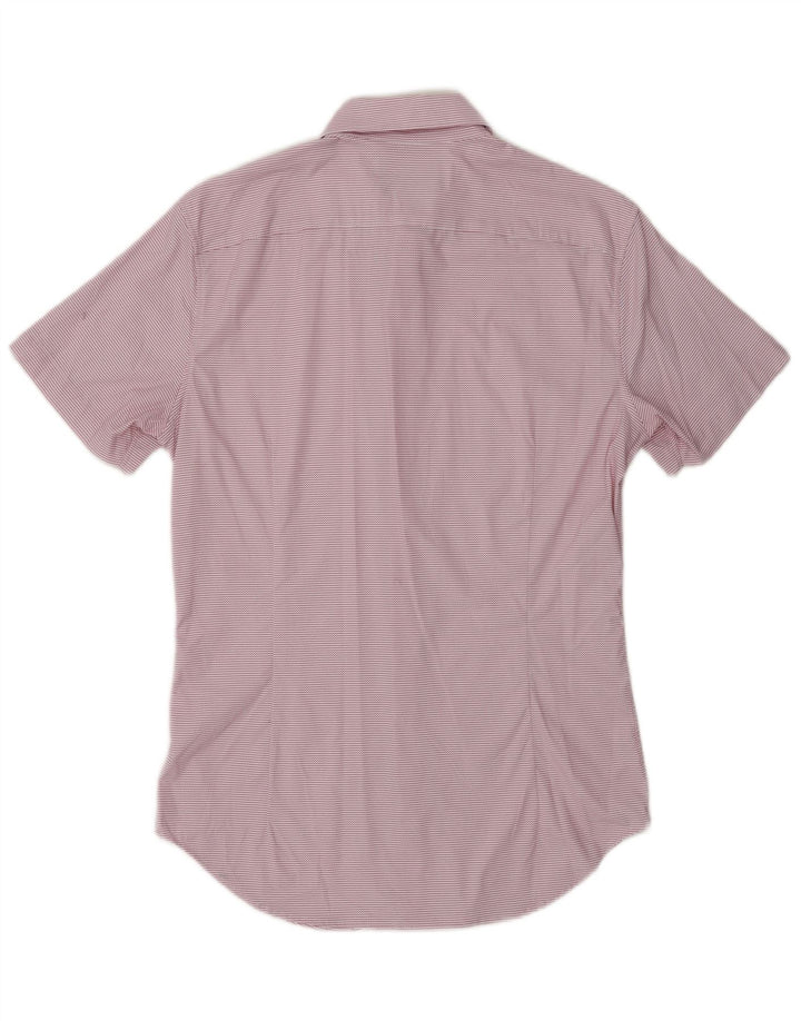 BONOBOS Camicia da uomo a maniche corte su misura piccola in nylon Chevron rosa