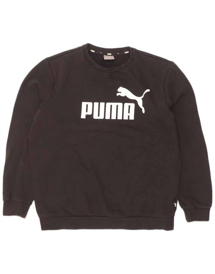Felpa grafica da uomo Puma Felpa media in cotone nero
