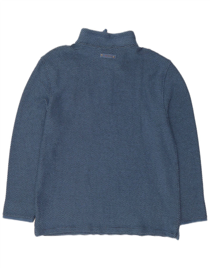 Felpa da uomo con collo con zip Weird Fish, maglione XL, cotone blu