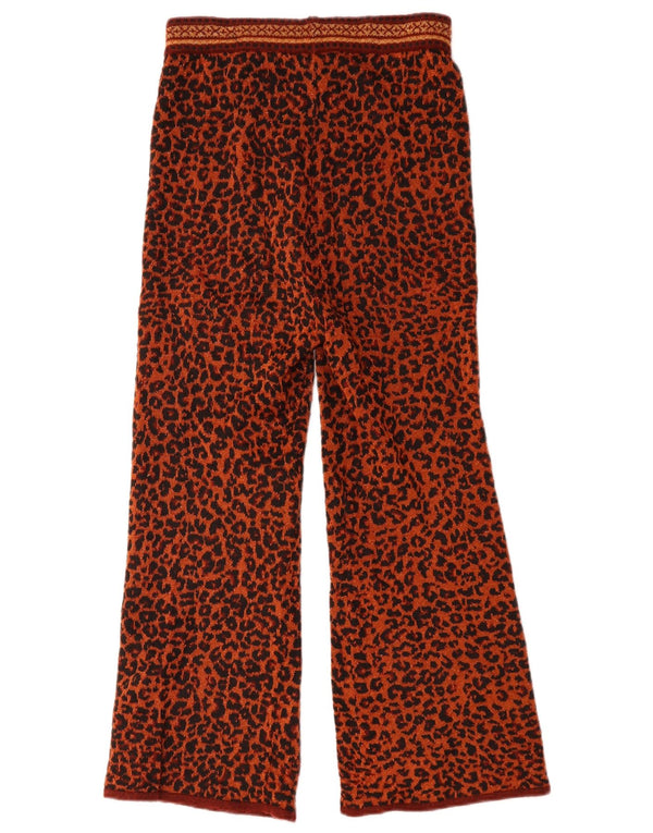 Pantaloni casual in maglia a gamba larga da donna Zara piccoli W26 L26 marrone stampa animalier