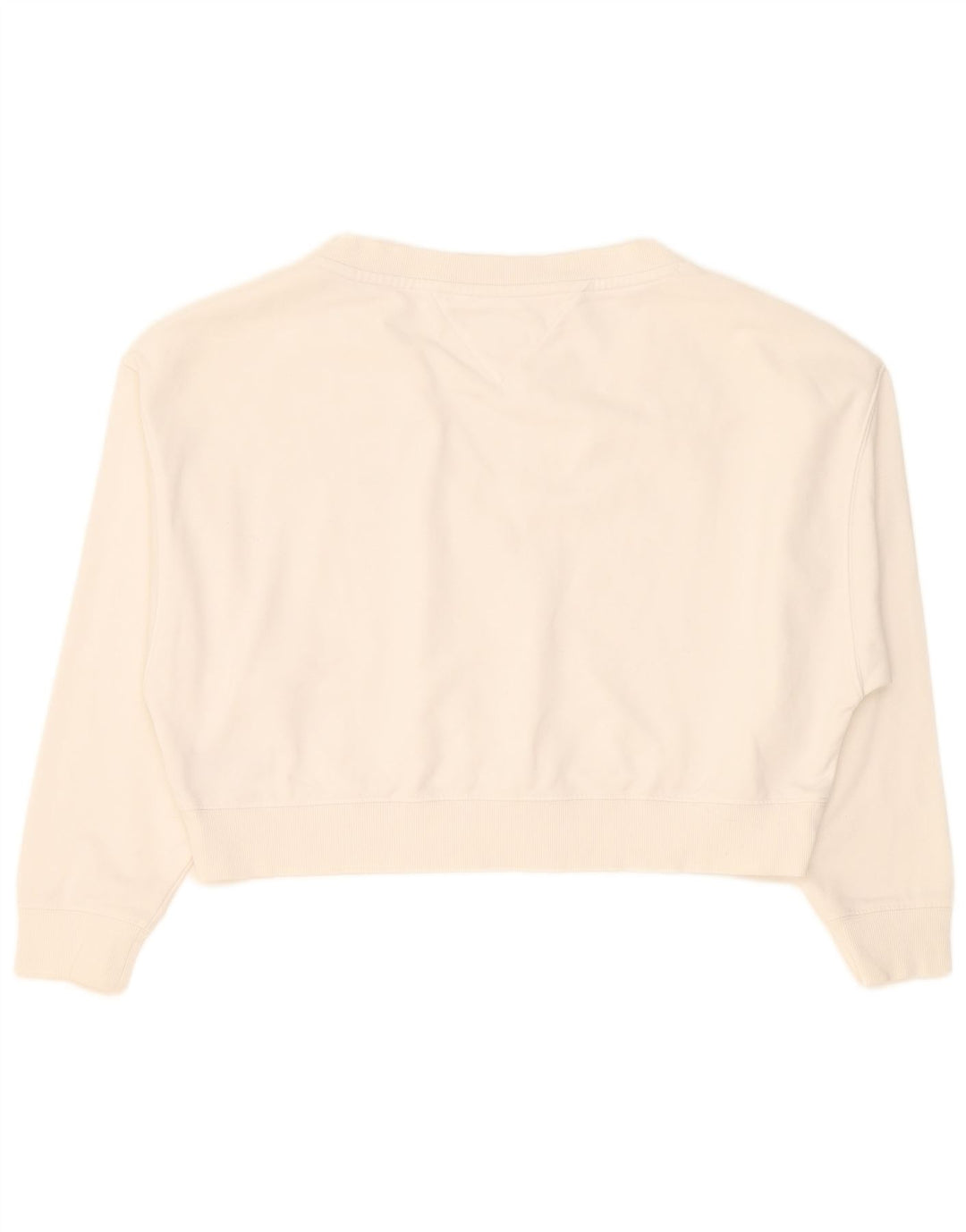 Tommy Hilfiger Donna Crop Oversize Felpa Maglione UK 10 Piccolo Bianco