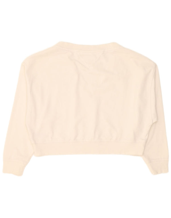 Tommy Hilfiger Donna Crop Oversize Felpa Maglione UK 10 Piccolo Bianco