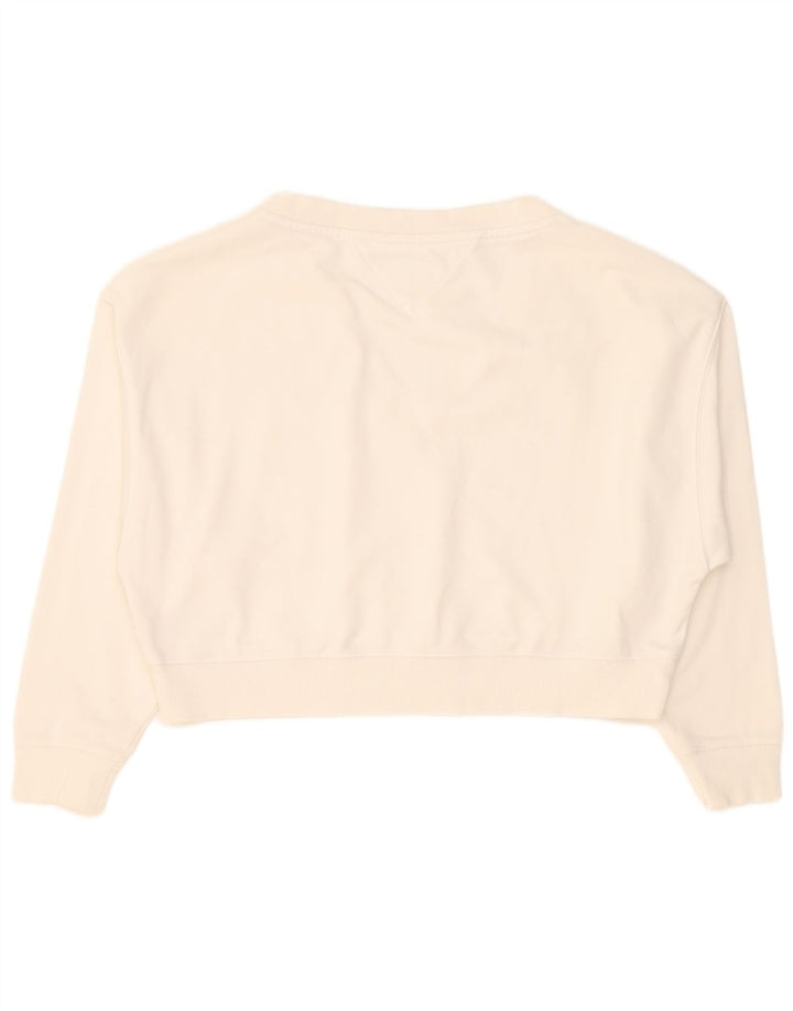 Tommy Hilfiger Donna Crop Oversize Felpa Maglione UK 10 Piccolo Bianco