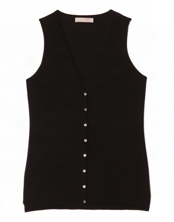 Maglione cardigan senza maniche da donna Zara UK 14 viscosa nera media