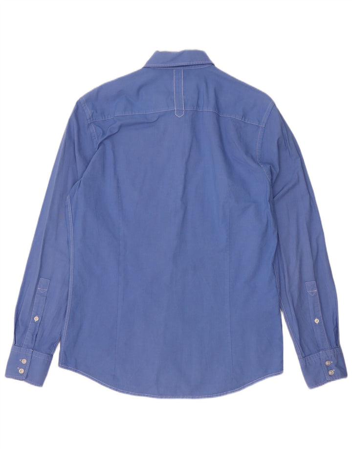 Camicia slim fit da uomo Hugo Boss grande in cotone blu