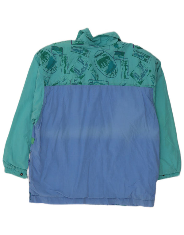 Giacca anorak oversize da donna vintage UK 10 Small Blue Colourblock