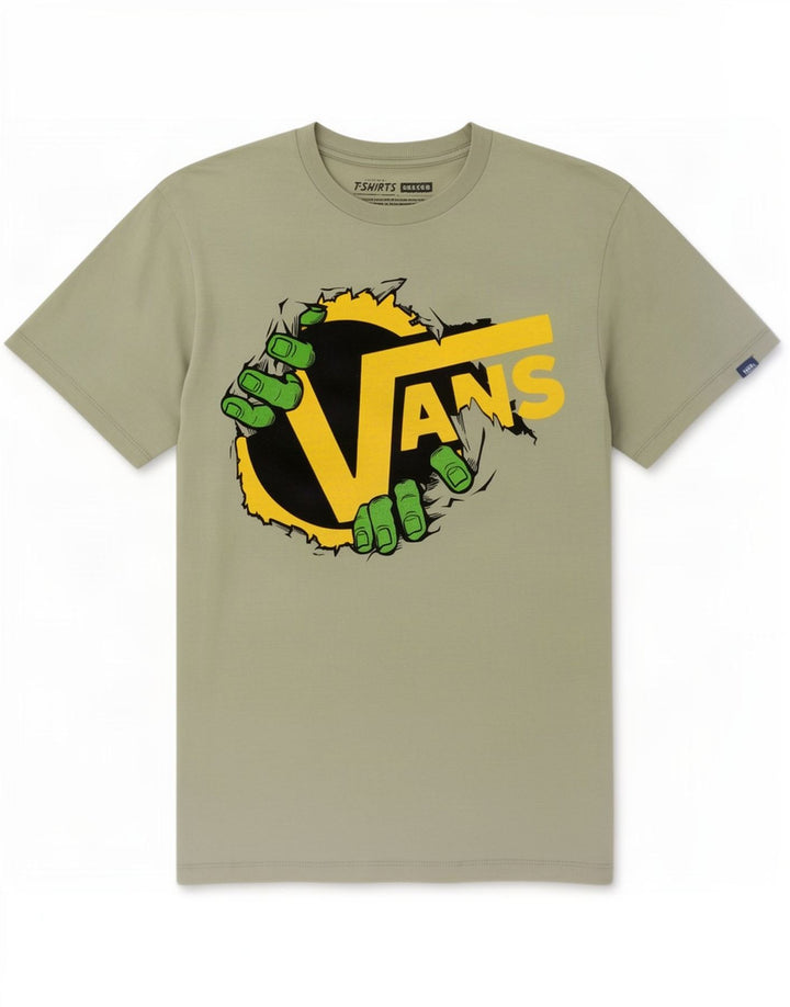 T-shirt grafica da uomo Vans Top Small in cotone grigio