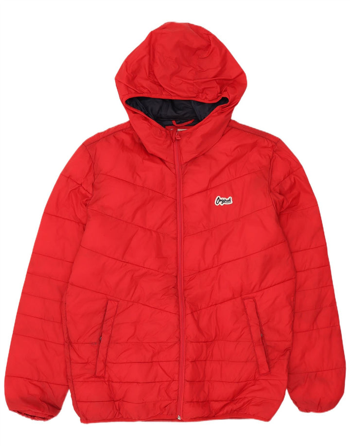 JACK & JONES Giacca imbottita con cappuccio da uomo UK 40 Large Rossa