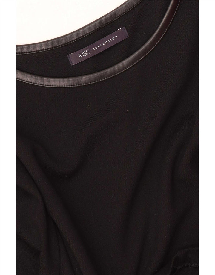 Abito a trapezio a maniche lunghe da donna Marks & Spencer UK 16 grande nero