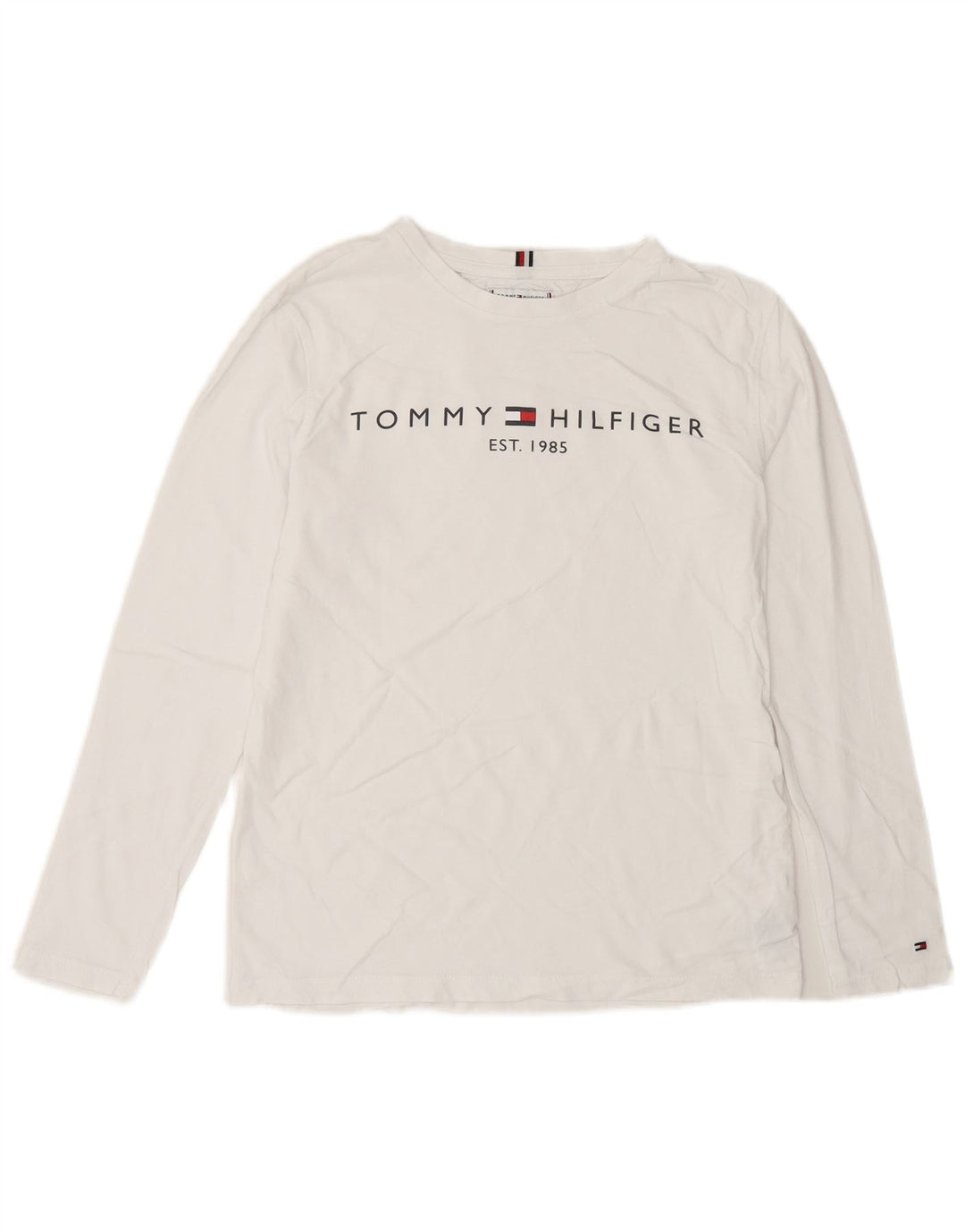 Tommy Hilfiger Maglietta grafica da ragazzo a manica lunga 13-14 anni in cotone bianco