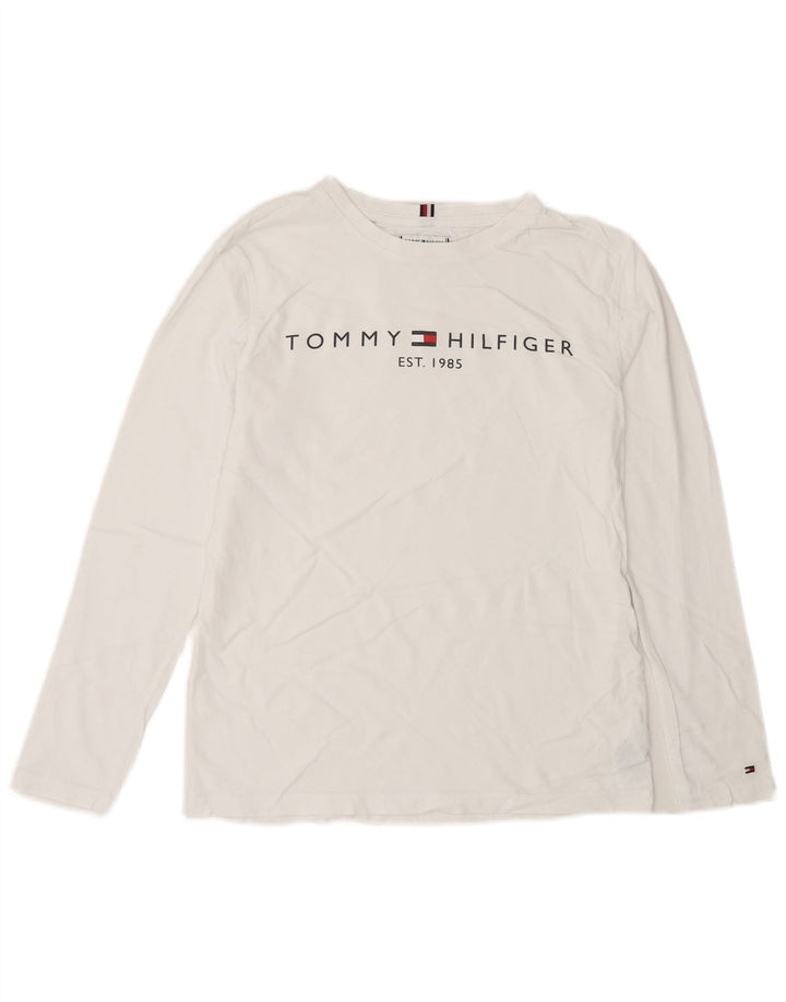 Tommy Hilfiger Maglietta grafica da ragazzo a manica lunga 13-14 anni in cotone bianco