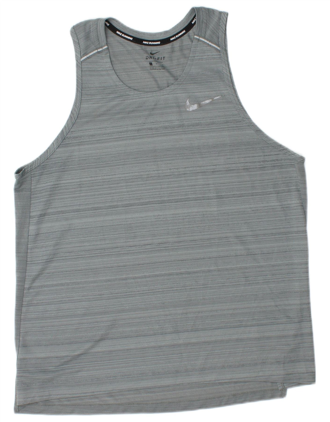 NIKE Womens Dri Fit Vest Top UK 16 Large Grey Pinstripe Polyester