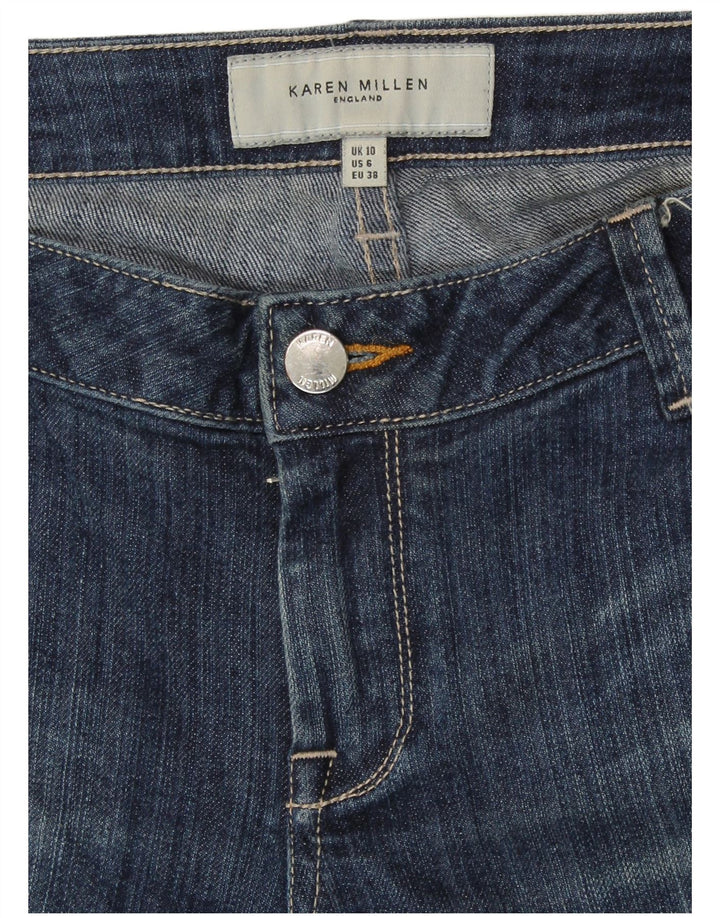Jeans corti slim da donna KAREN MILLEN UK 10 piccoli W29 L24 blu