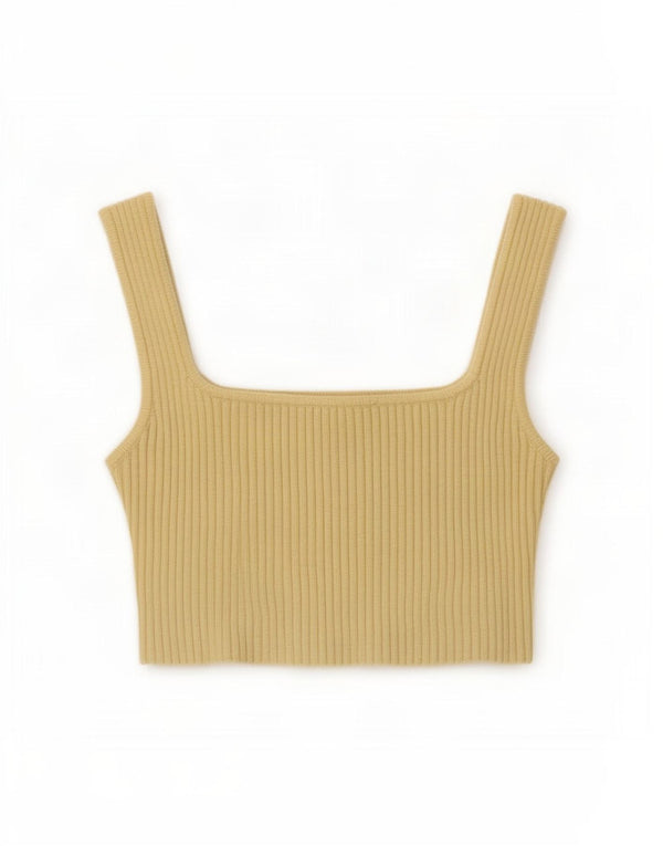 Top corto senza maniche da donna Zara UK 14 grande viscosa gialla