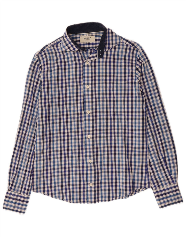 Camicia Milano da uomo Boggi piccola in cotone a quadretti blu