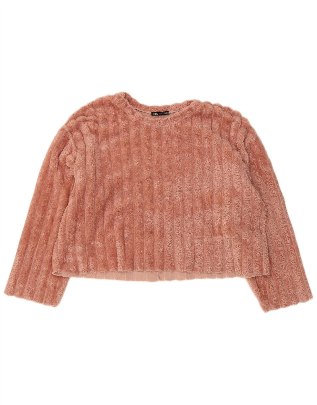 Felpa corta oversize da donna Zara, maglione UK 16, grande, rosa, poliestere