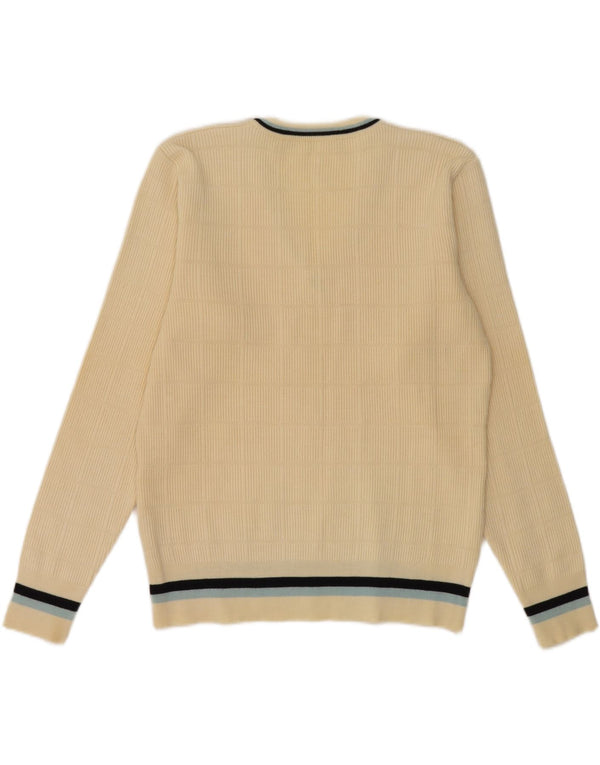 Maglione vintage da uomo con scollo a V UK 36 piccolo in lana bianco sporco