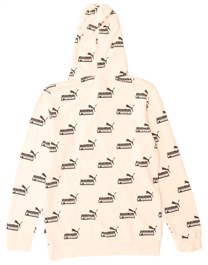 Felpa con cappuccio grafica da uomo Puma piccola in cotone bianco