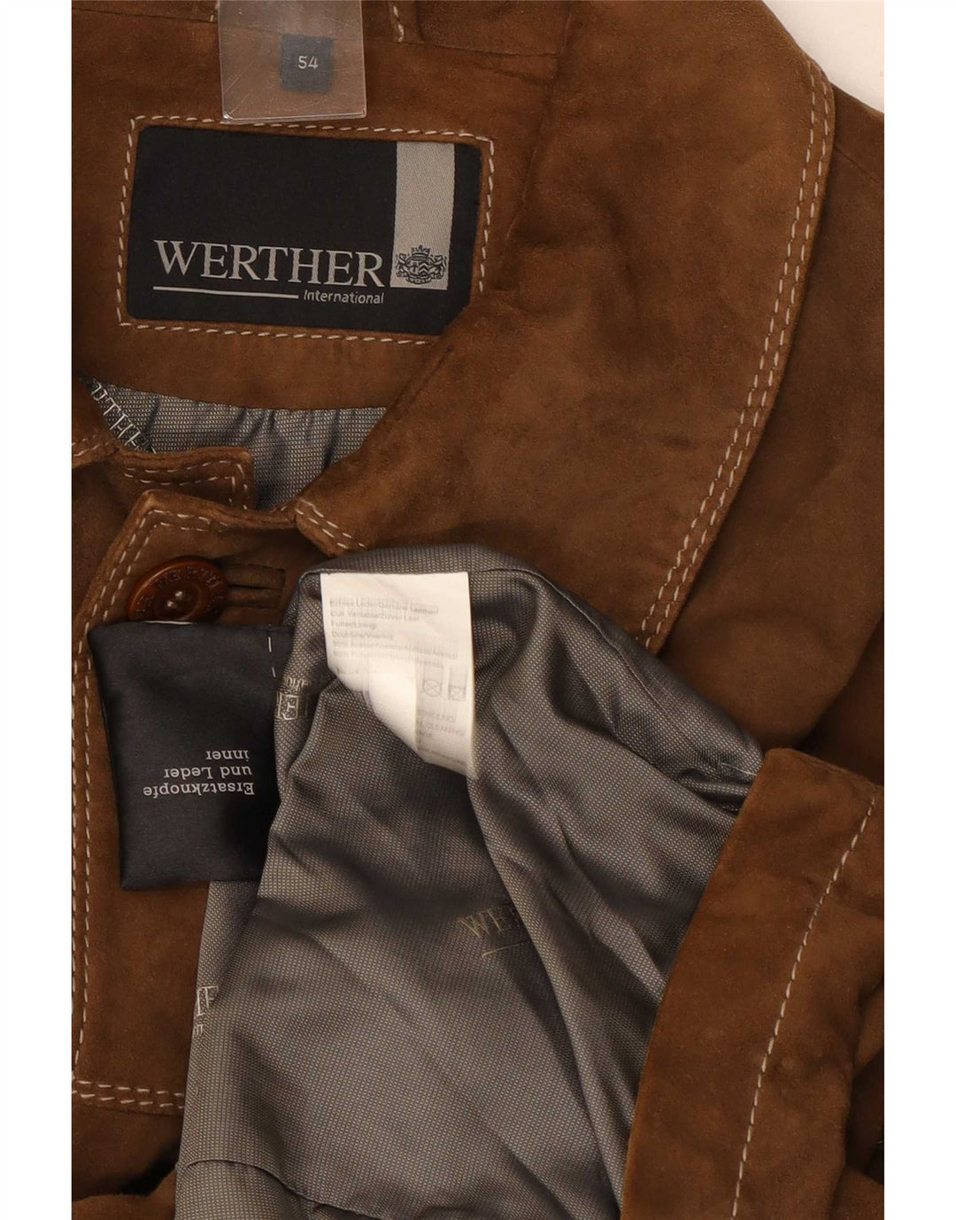 Giacca Werther Uomo in Pelle Scamosciata IT 54 2XL Pelle Marrone