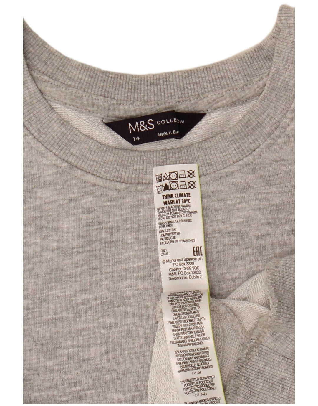Felpa corta da donna Marks & Spencer UK 14 grande grigio screziato