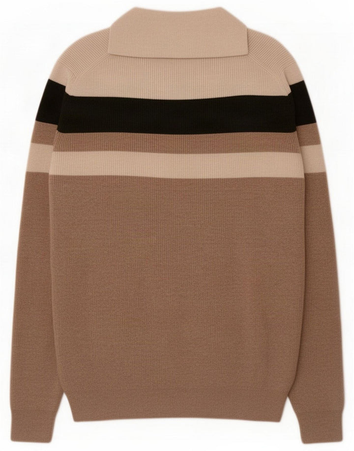 Maglione da uomo Marks & Spencer con zip e collo piccolo color block beige