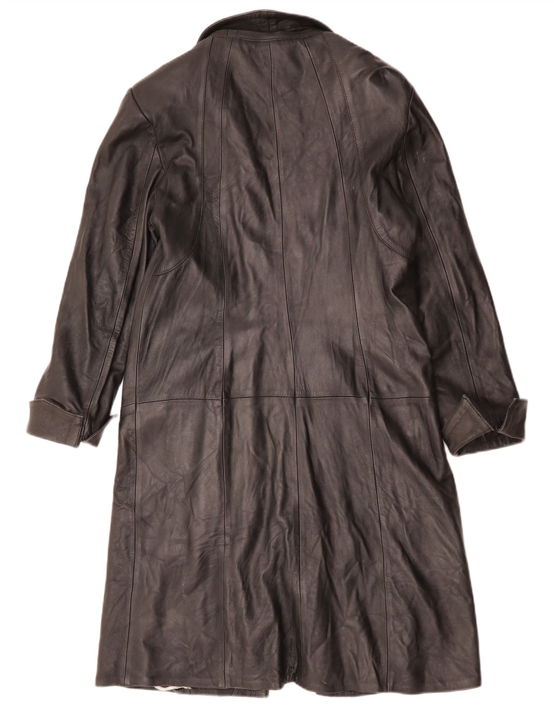 Cappotto in pelle da donna vintage UK 12 in pelle nera media