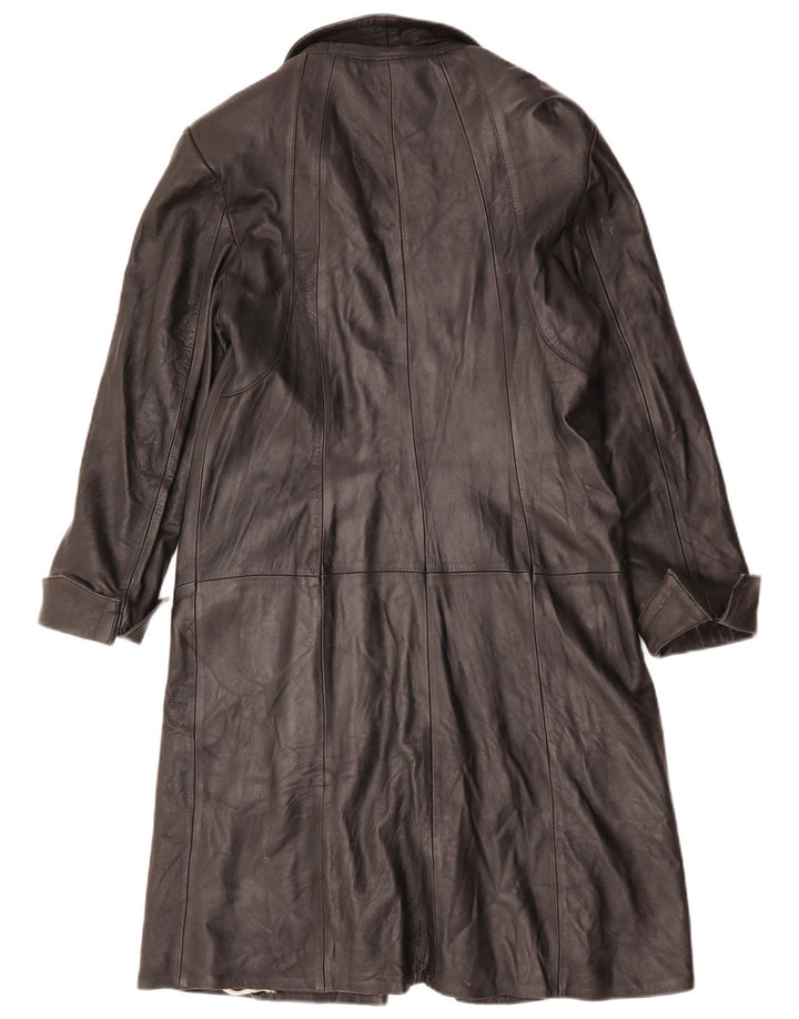 Cappotto in pelle da donna vintage UK 12 in pelle nera media