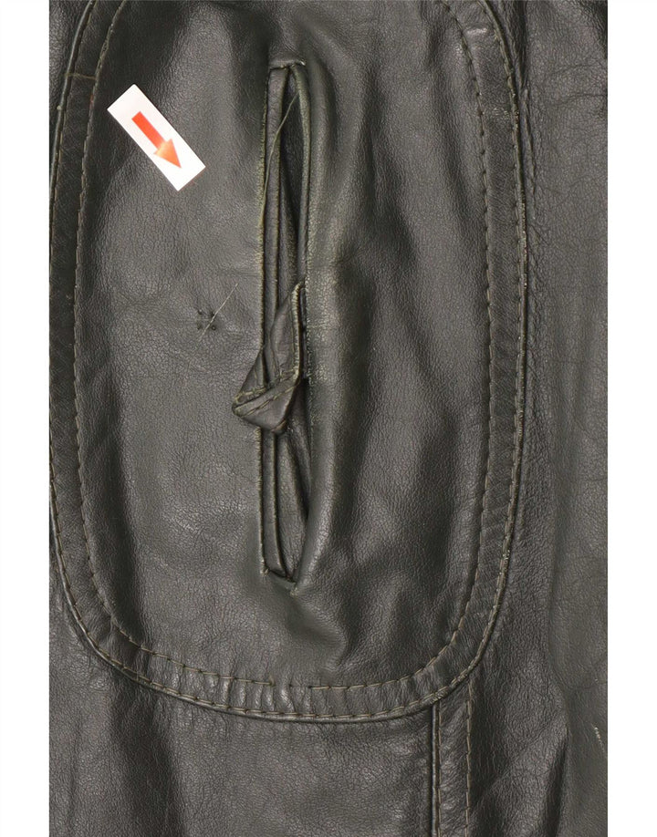 Cappotto in pelle doppio petto da donna Fibok UK 14 verde medio