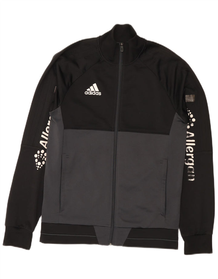 Giacca da ginnastica da uomo con grafica Adidas, piccola, in poliestere color block nero
