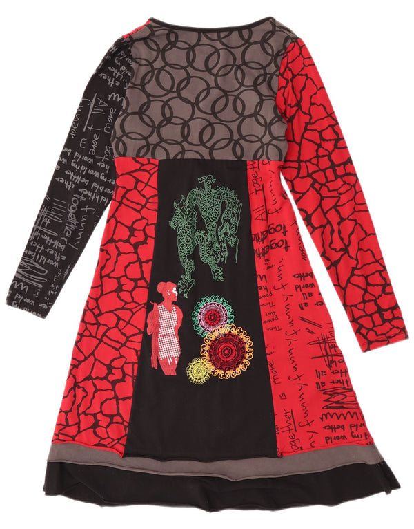 Desigual Abito da donna a linea A con grafica UK 10 Small Rosso Colourblock