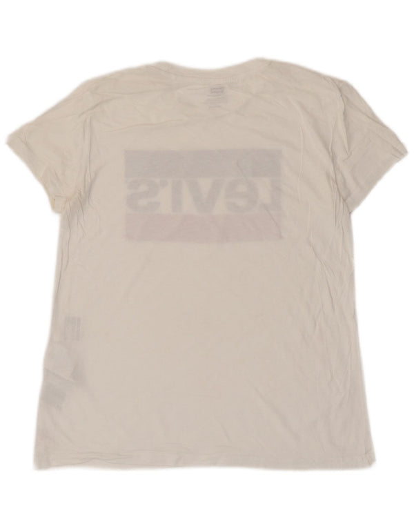 T-shirt grafica oversize da donna LEVI'S UK 6 XS cotone bianco