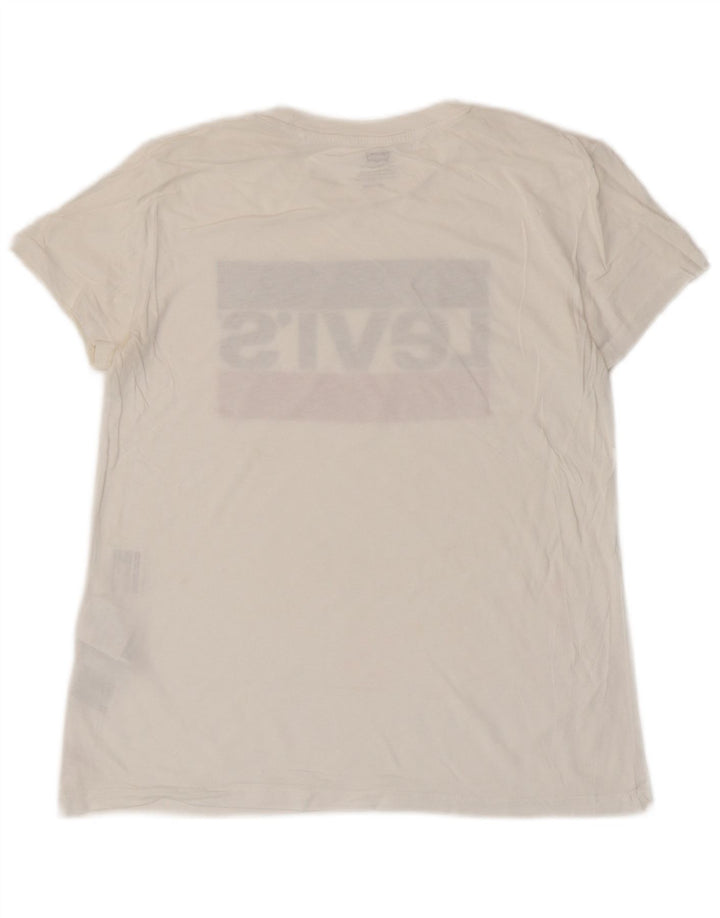 T-shirt grafica oversize da donna LEVI'S UK 6 XS cotone bianco