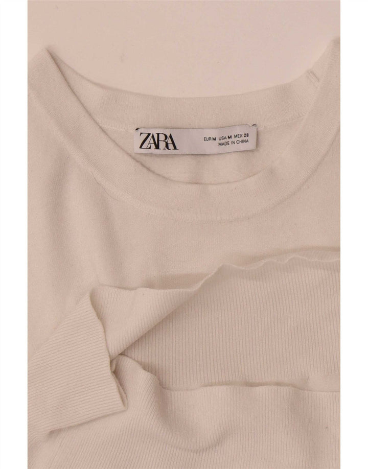 Top in camicetta a maniche corte da donna Zara UK 12 bianco medio