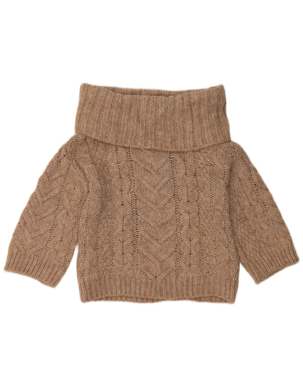 Maglione da donna Benetton con collo alto e maniche a 3/4 UK 10 Small Beige