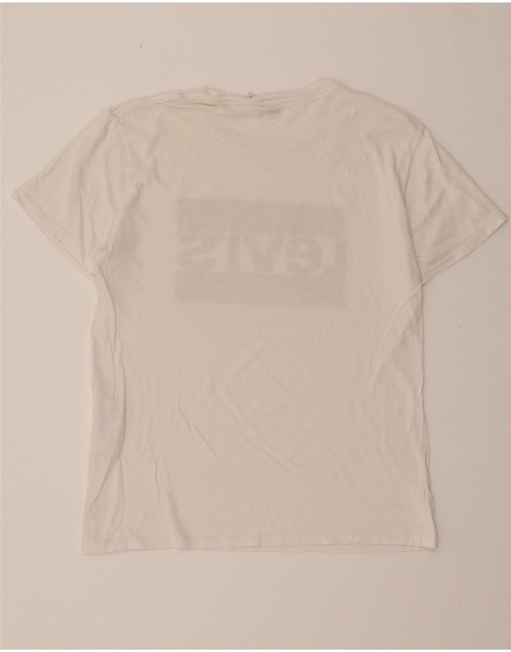 LEVI'S Womens Graphic T-Shirt Top UK 14 Medium White Cotton Vintage Levi's and Second-Hand Levi's from Messina Hembry 