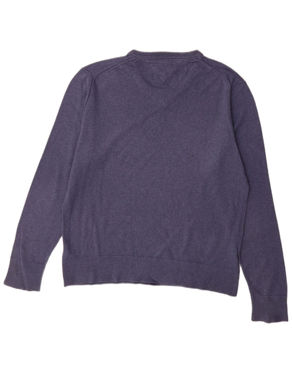 Maglione maglione con scollo a V da uomo Tommy Hilfiger 2XL cotone blu navy