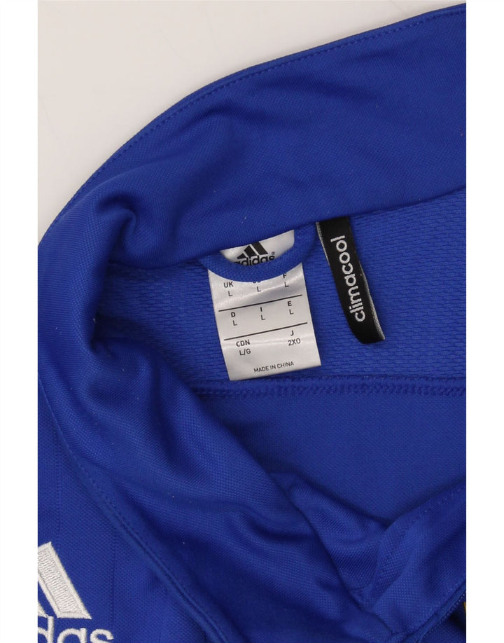 ADIDAS Mens Climacool Graphic Zip Neck Pullover Tracksuit Top Large Blue Vintage Adidas and Second-Hand Adidas from Messina Hembry 