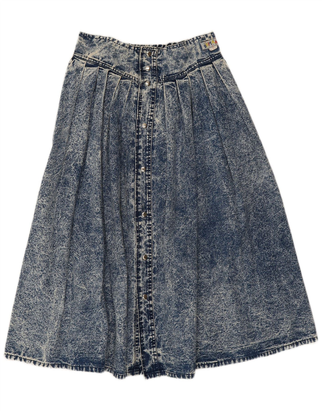 Gonna longuette in denim vintage da donna W28 in cotone blu medio