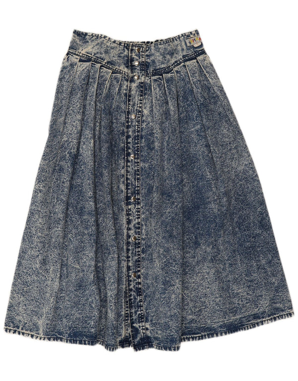 Gonna longuette in denim vintage da donna W28 in cotone blu medio
