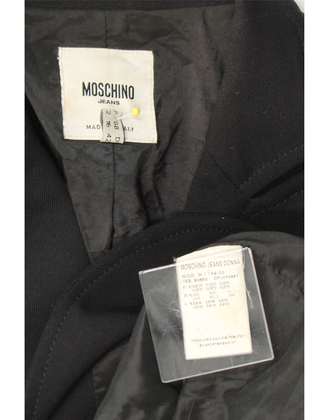 MOSCHINO Womens 3 Button Blazer Jacket UK 16 Large Black Polyester Vintage Moschino and Second-Hand Moschino from Messina Hembry 