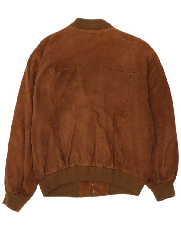 Giubbotto bomber vintage in pelle scamosciata da uomo IT 54 2XL in pelle marrone