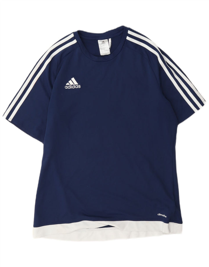 T-shirt Adidas Climalite da uomo Top medio in poliestere color block blu navy