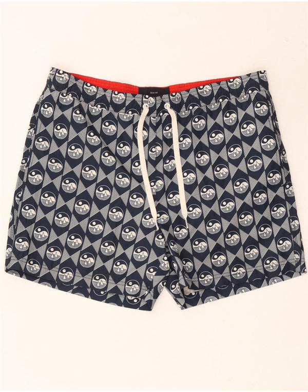 Pantaloncini da bagno slim fit da uomo Tommy Hilfiger grandi blu navy geometrici