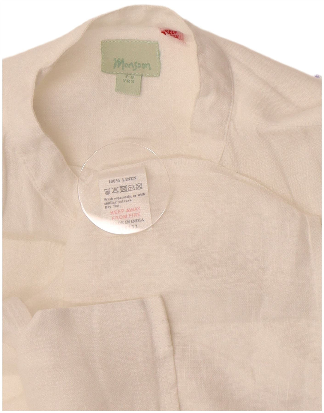 Camicia Monsoon da bambino 7-8 anni in lino bianco