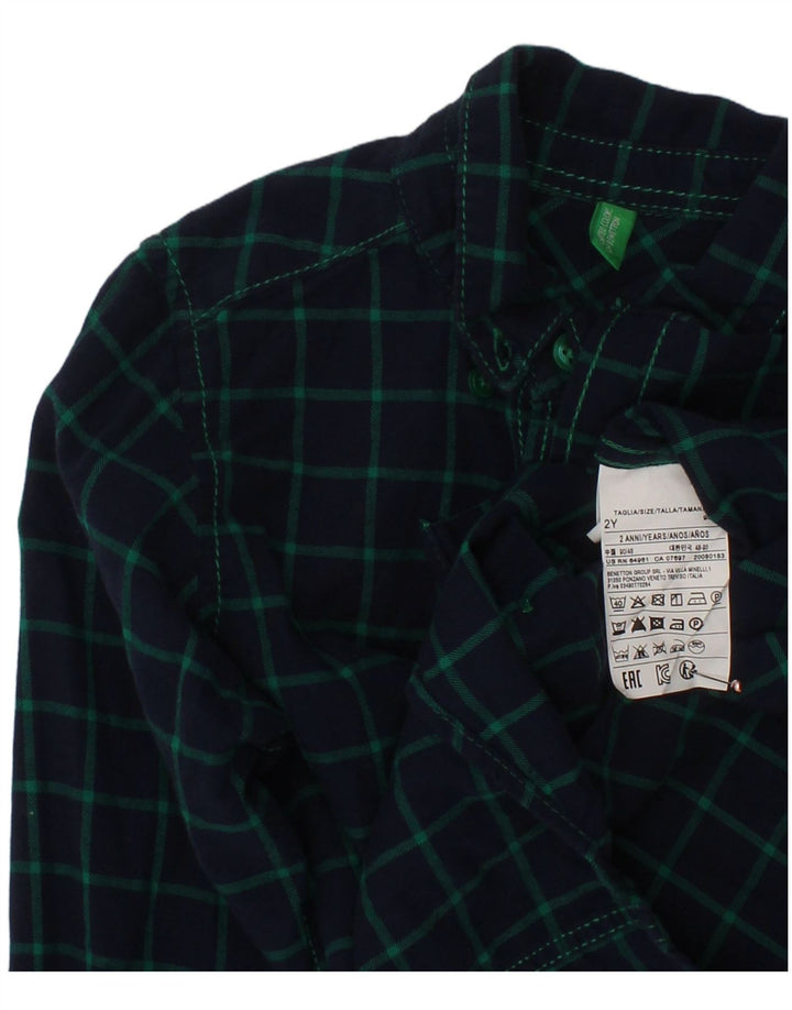 Camicia BENETTON in flanella per neonato 18-24 mesi in cotone a quadri blu navy