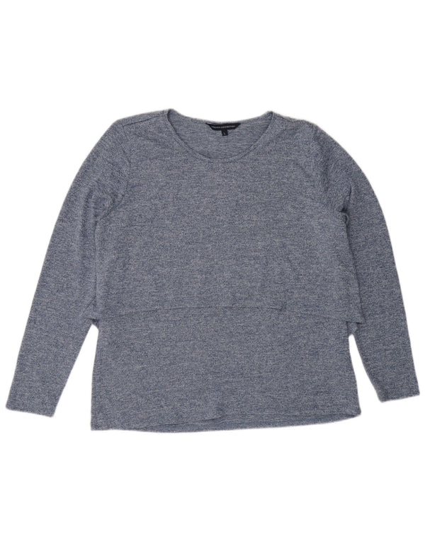 Maglia da donna a maniche lunghe French Connection UK 16 Grande poliestere screziato blu