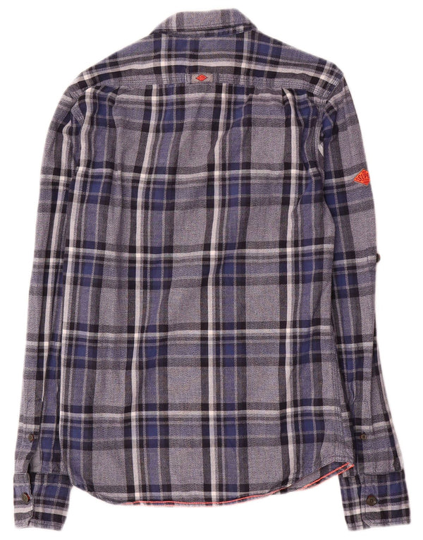 Superdry Camicia in flanella da uomo piccola in cotone a quadri blu
